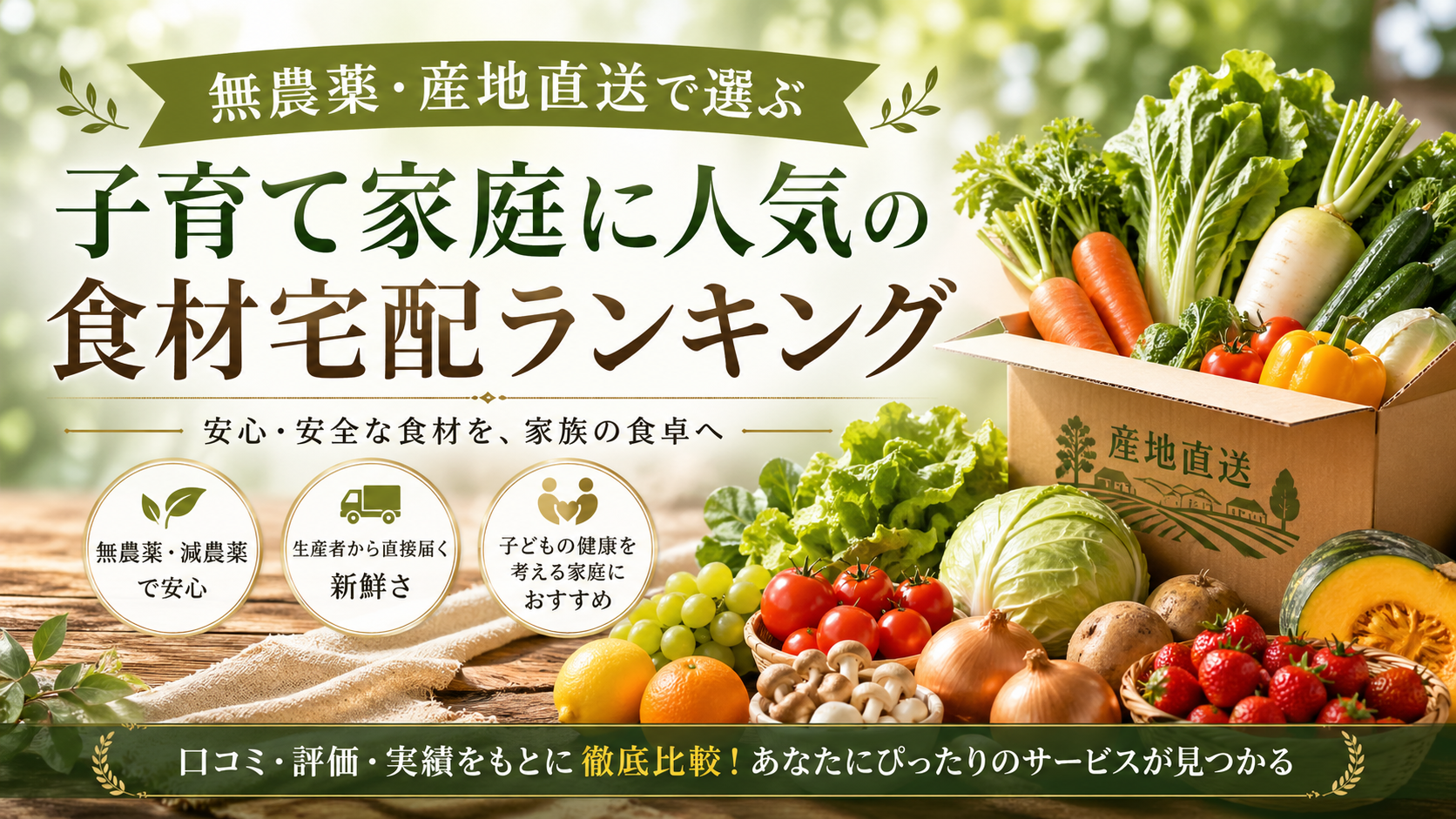無農薬・産地直送で選ぶ食材宅配ランキング｜子育て家庭に人気のサービスを徹底比較