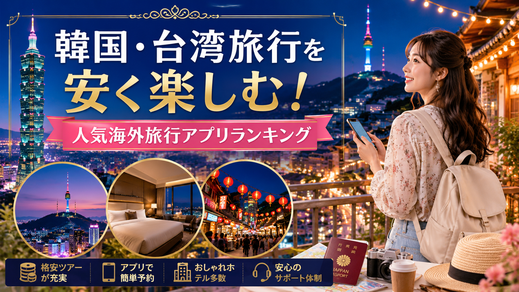 韓国・台湾旅行におすすめの海外旅行アプリランキング！安く予約できる人気サービス比較