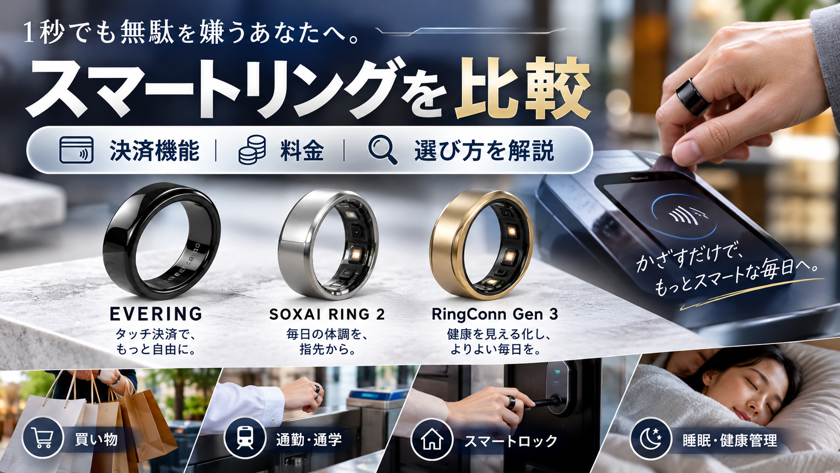 スマートリングを比較！タッチ決済対応モデルの特徴・料金・選び方を解説