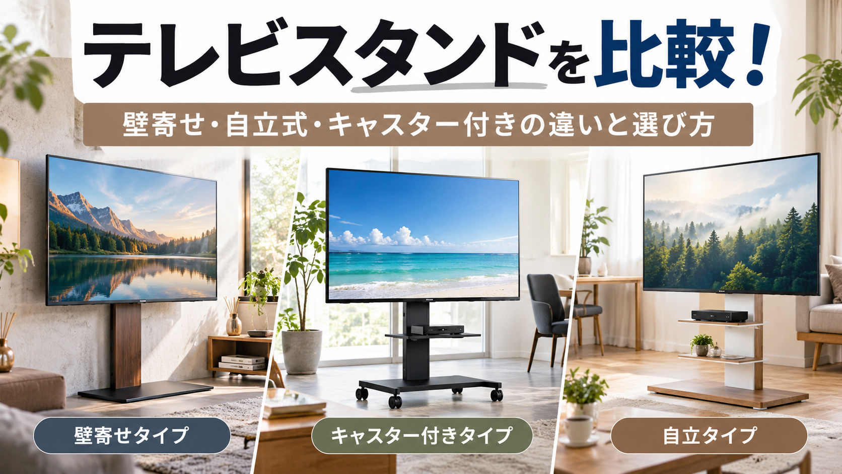 テレビスタンドを比較！壁寄せ・自立式・キャスター付きの違いと選び方