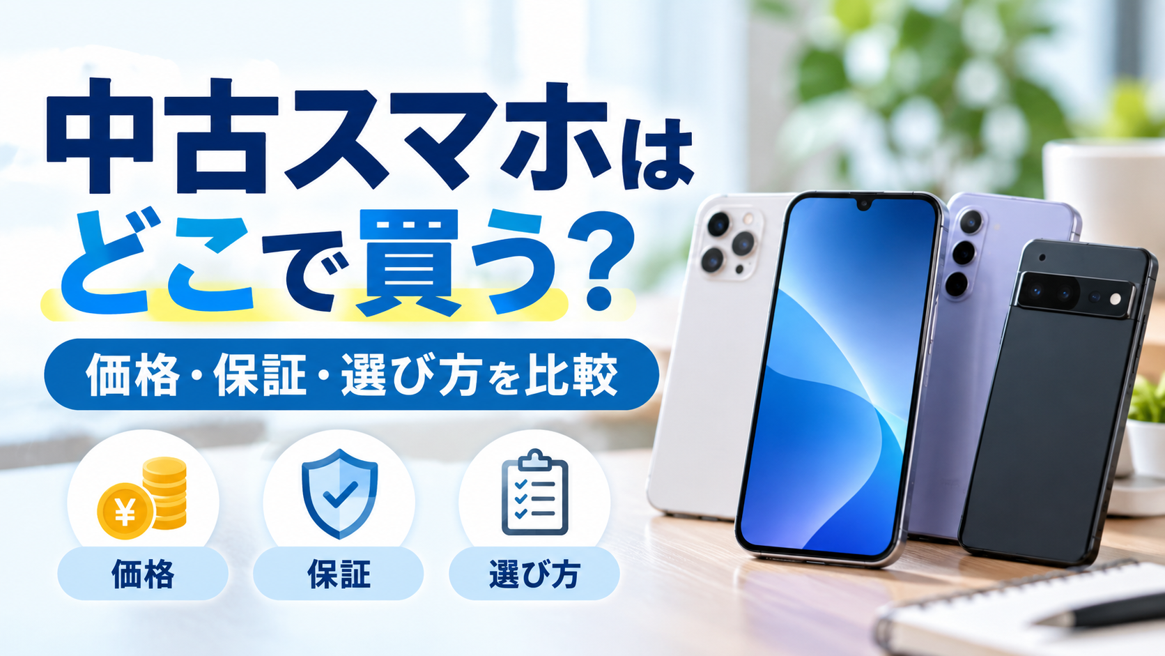 中古スマホはどこで買う？イオシスなど購入先の特徴・価格・保証を比較
